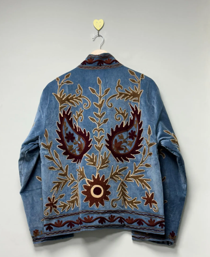 Handmade Velvet Suzani Jacket Women’s Winter Coat Traditional Embroidered Bohemian Outerwear Short Coat For Women Gifts