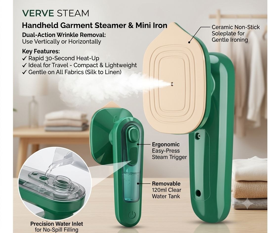 Portable Handheld Garment Steamer & Mini Steam Iron