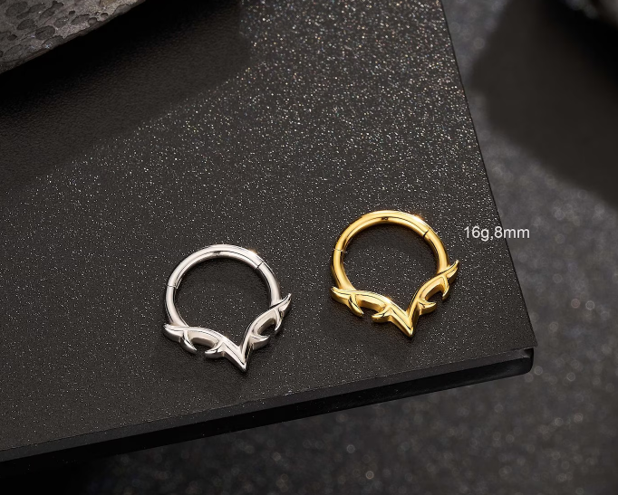 Blade Wing Septum Clicker/16G Surgical Steel V-Shaped Septum Ring/Gothic Nose Ring/Silver/Gold Daith/Helix Piercing