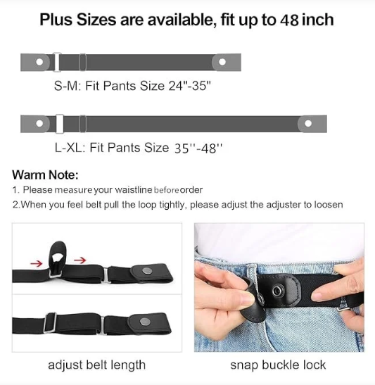 Buckle-Free Elastic Stretch Belt for Women/Men Invisible, Adjustable, No-Buckle Belt for Jeans/Pants