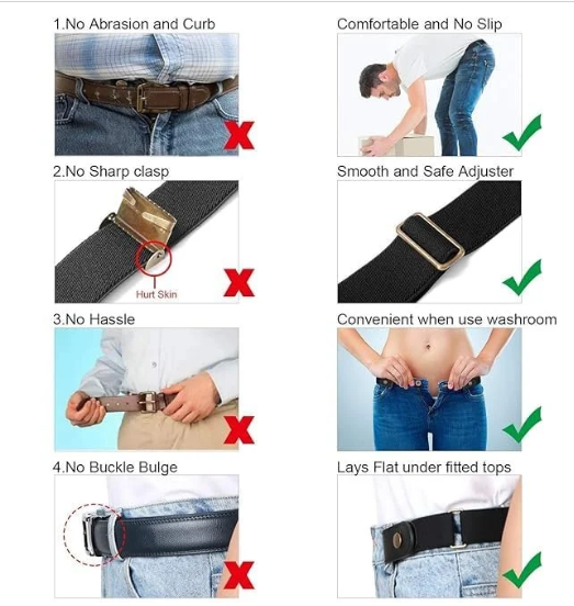 Buckle-Free Elastic Stretch Belt for Women/Men Invisible, Adjustable, No-Buckle Belt for Jeans/Pants