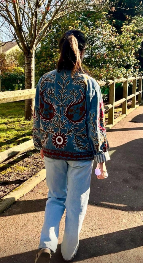 Handmade Velvet Suzani Jacket Women’s Winter Coat Traditional Embroidered Bohemian Outerwear Short Coat For Women Gifts