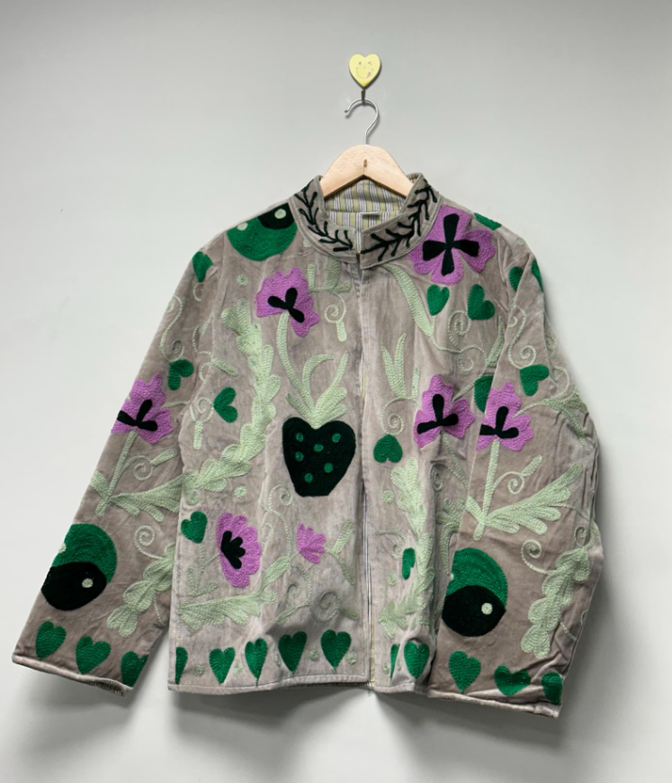 Love Embroidered Velvet suzani jacket Traditional Embroidered Bohemian Outerwear Short Coat Pure Velvet Floral Jacket For Women's