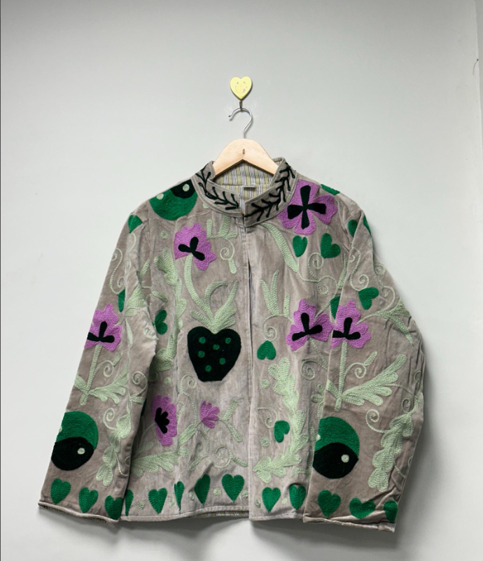 Love Embroidered Velvet suzani jacket Traditional Embroidered Bohemian Outerwear Short Coat Pure Velvet Floral Jacket For Women's