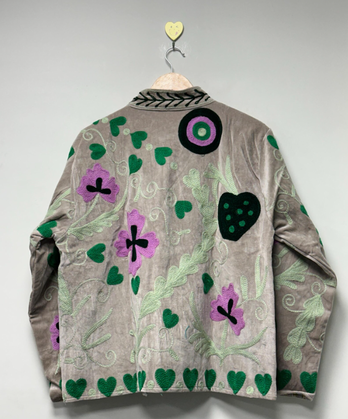 Love Embroidered Velvet suzani jacket Traditional Embroidered Bohemian Outerwear Short Coat Pure Velvet Floral Jacket For Women's