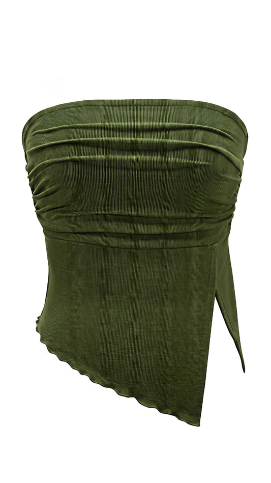Women's Ribbed Asymmetrical Tube Top