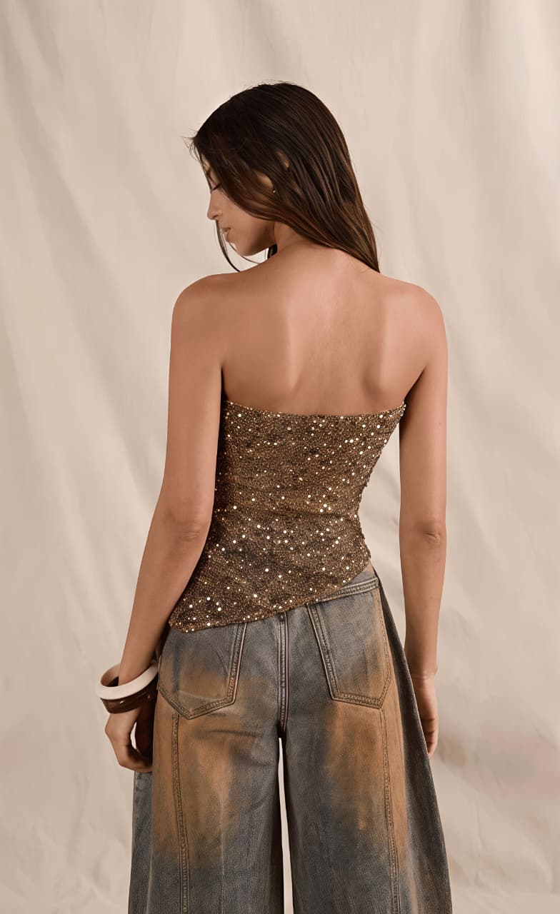Glam Sequin Asymmetrical Tube Top